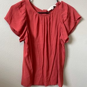 LOFT Petites Button Back Flutter Sleeve Top